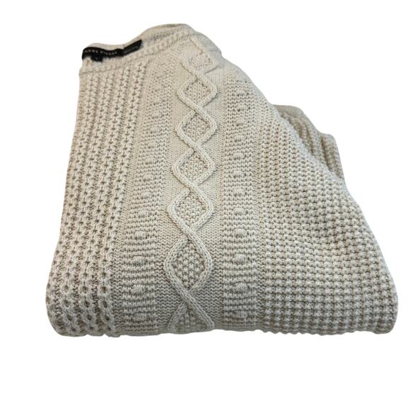Women’s Sweater L Cream Cable Knit Textured Pullover Cozy-Jeanne Pierre Holiday - Picture 9 of 10